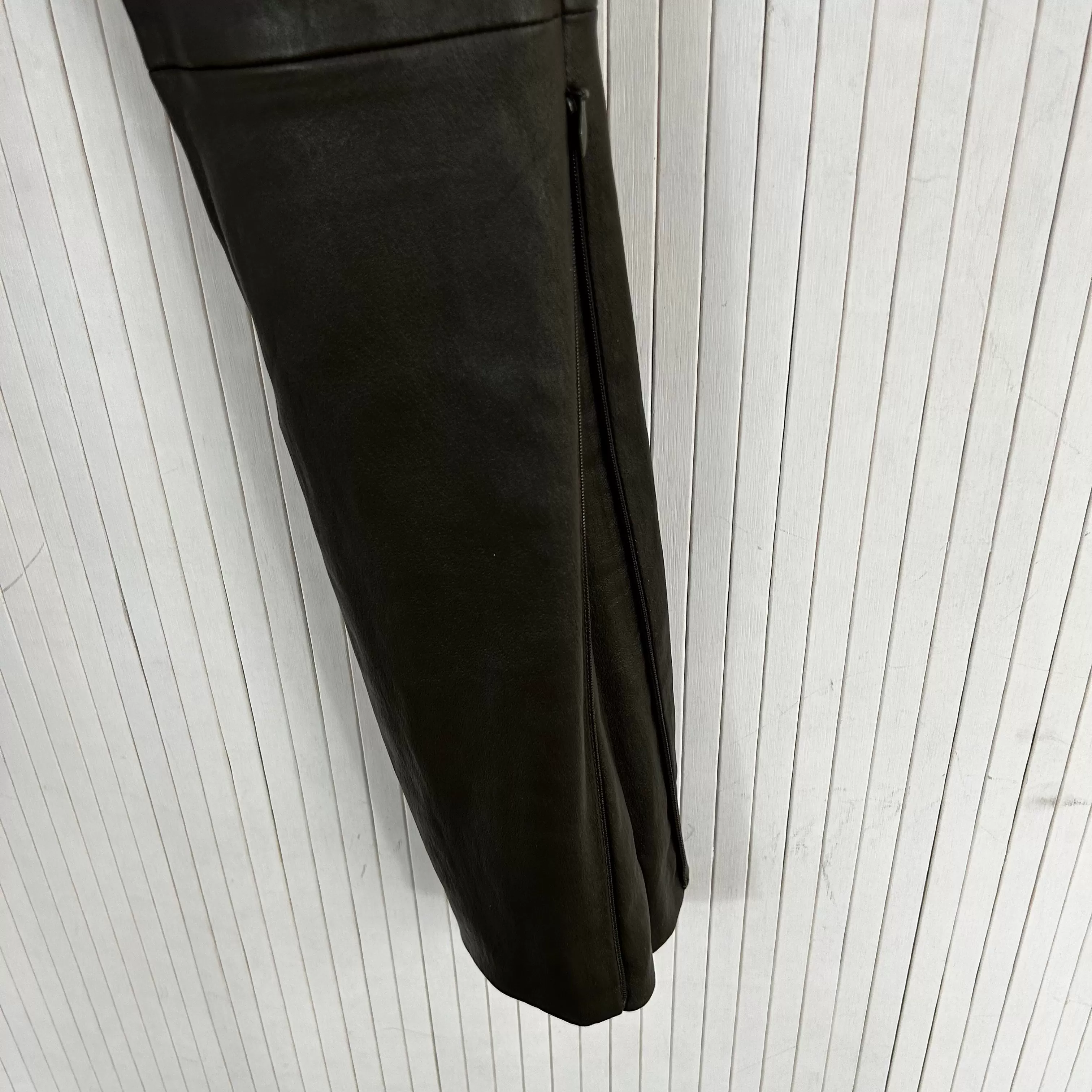 The Row Brand New 1800 Olive Lambskin Silk-Lined Leggings XS