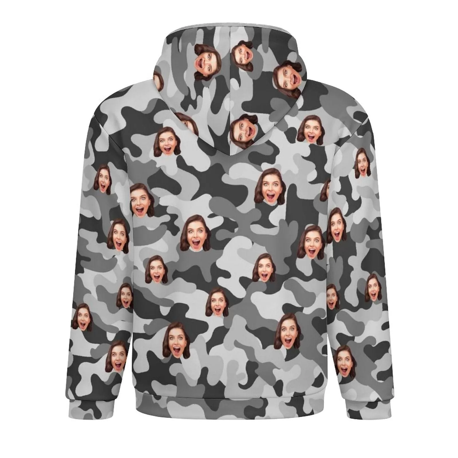 [Thick and Warm]Custom Face Camouflage Full Zip Hoodie Double Layer Fleece Thickened Jacket