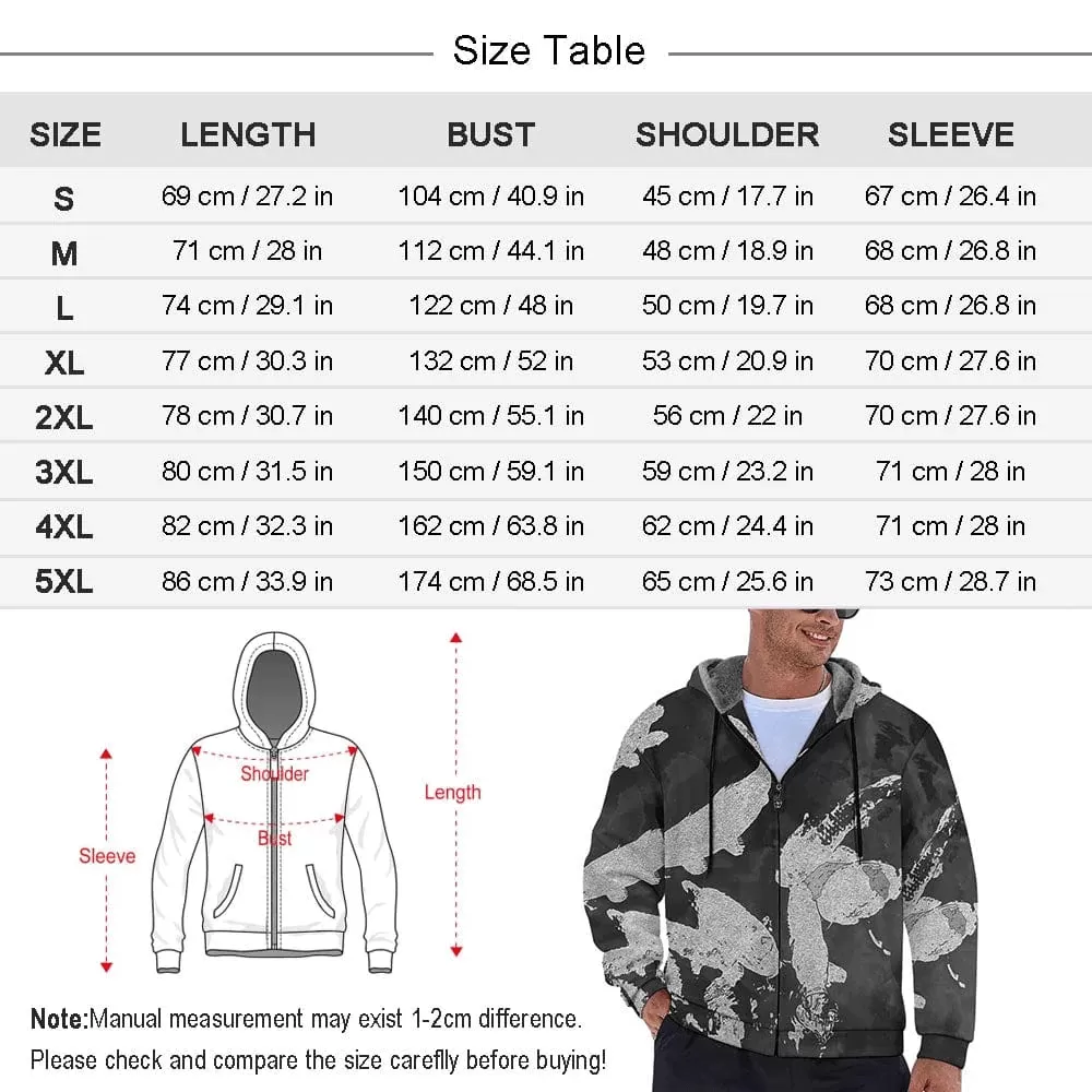 [Thick and Warm]Custom Seamless Face Christmas Hat Full Zip Hoodie Double Layer Fleece Thickened Jacket