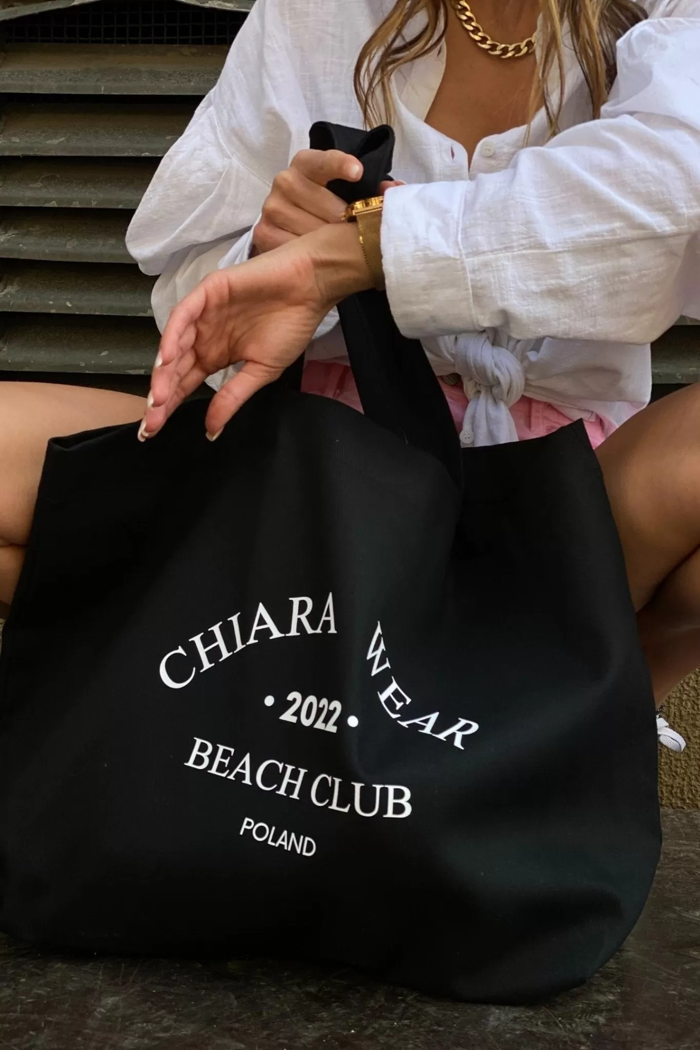 Torba TOTE plaowa BEACH CLUB - czarny