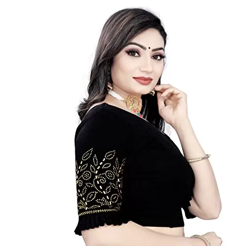 Trending Black Color Ready To Wear Stretchable Blouse