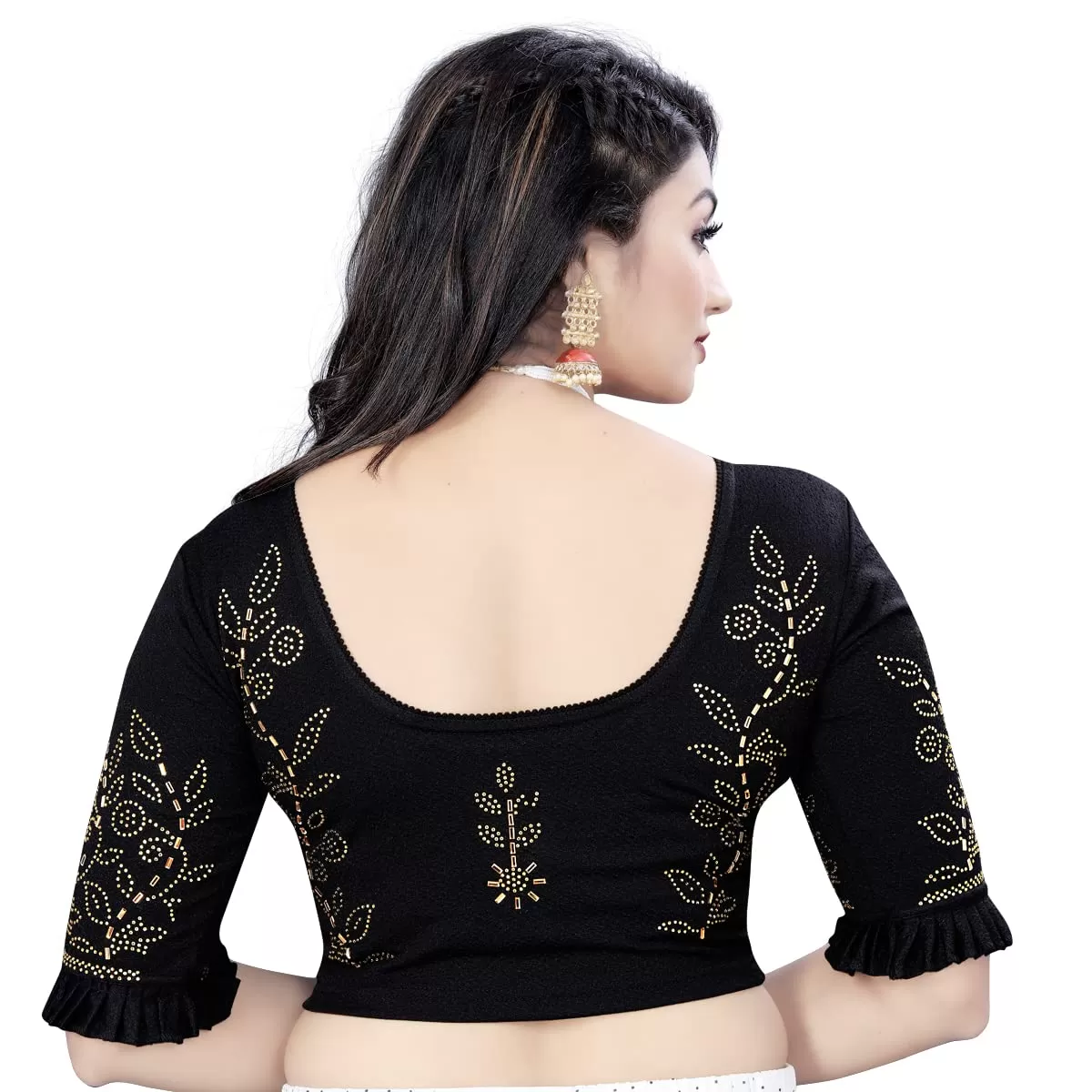 Trending Black Color Ready To Wear Stretchable Blouse