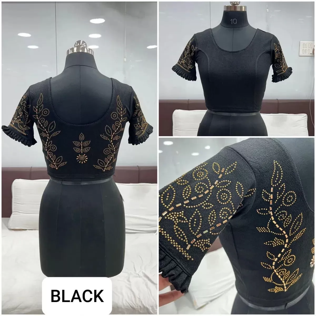 Trending Black Color Ready To Wear Stretchable Blouse