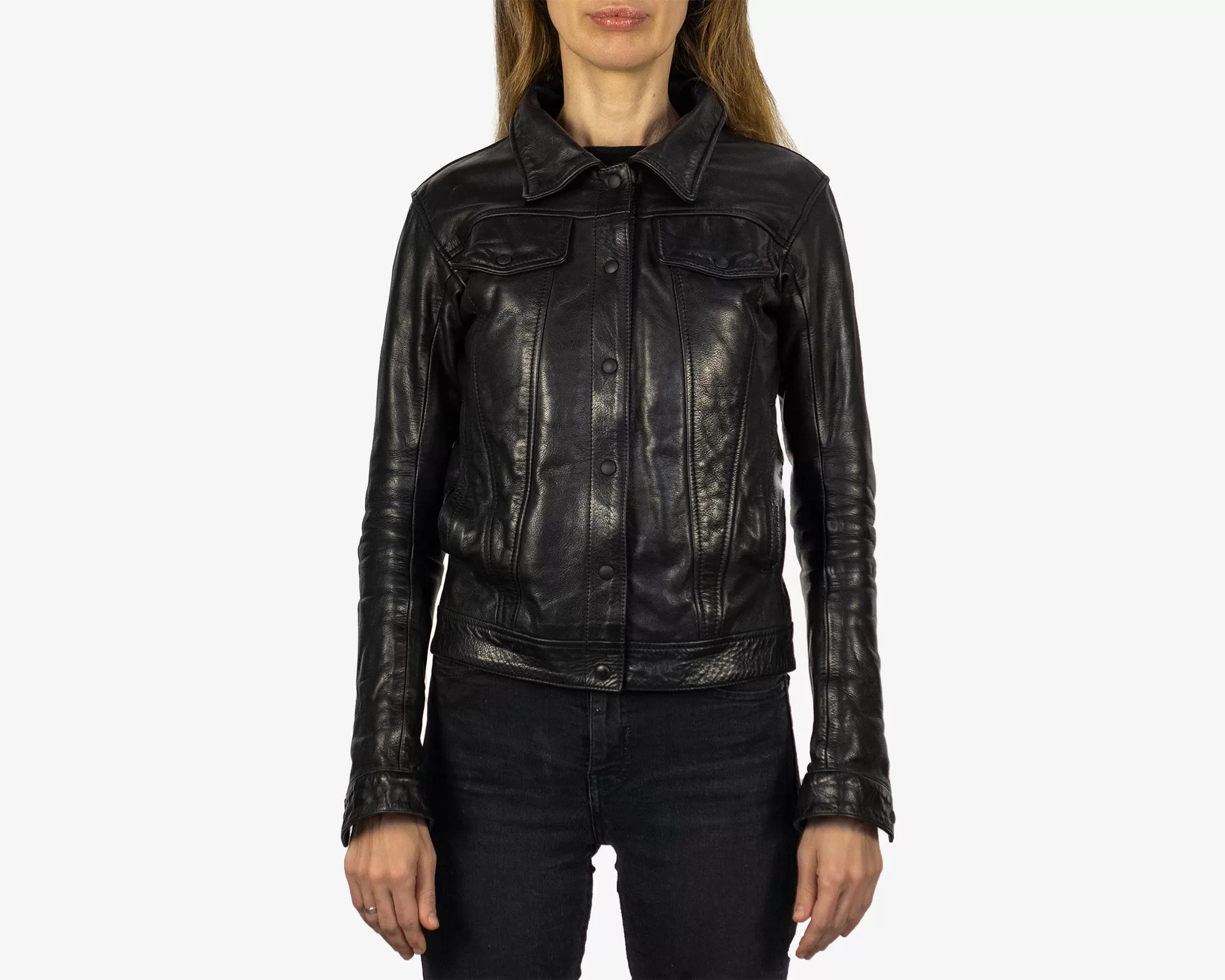 “Trucker” Women’s Black Leather Jacket