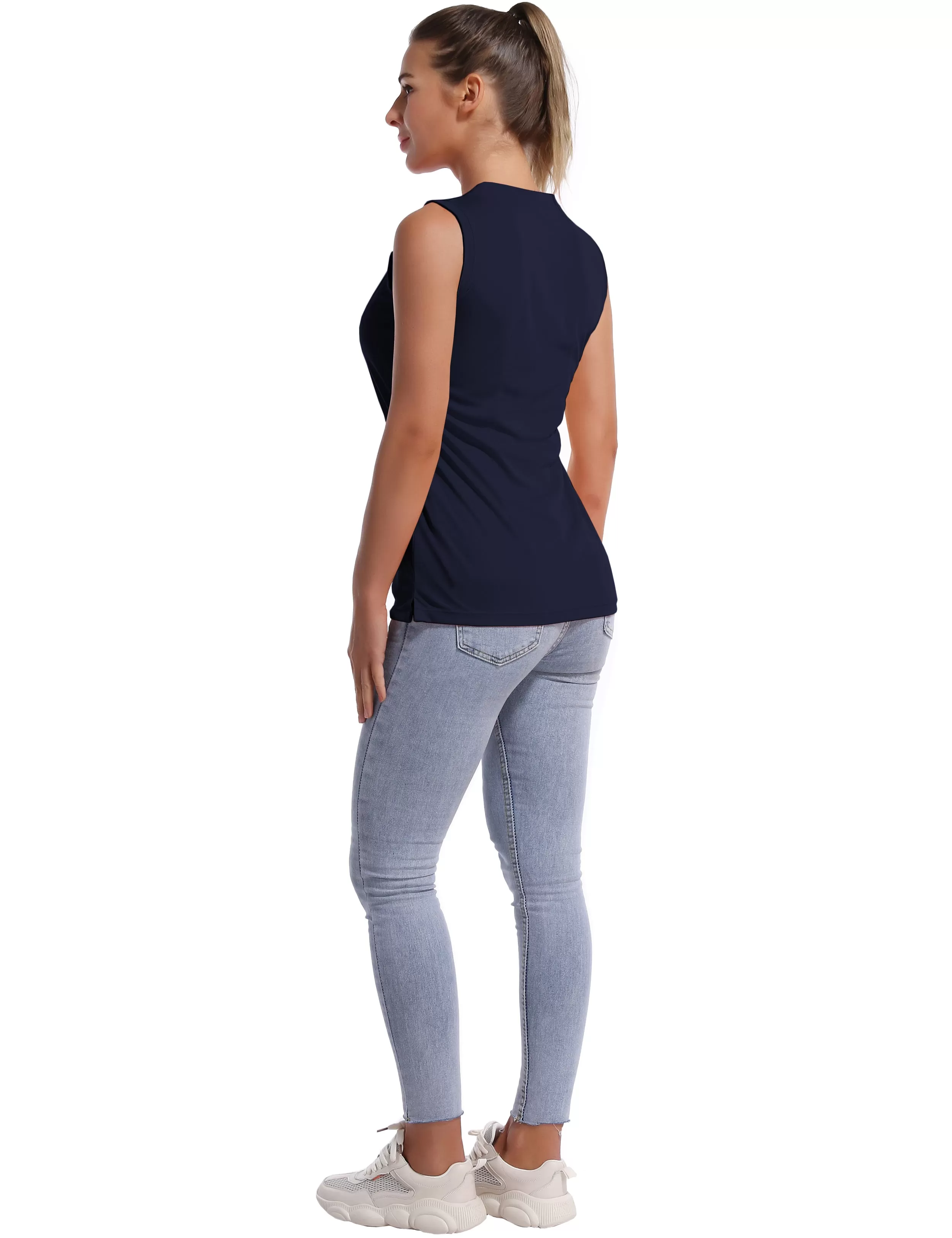 V Neck Sleeveless Athletic Shirts darknavy