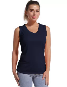 V Neck Sleeveless Athletic Shirts darknavy