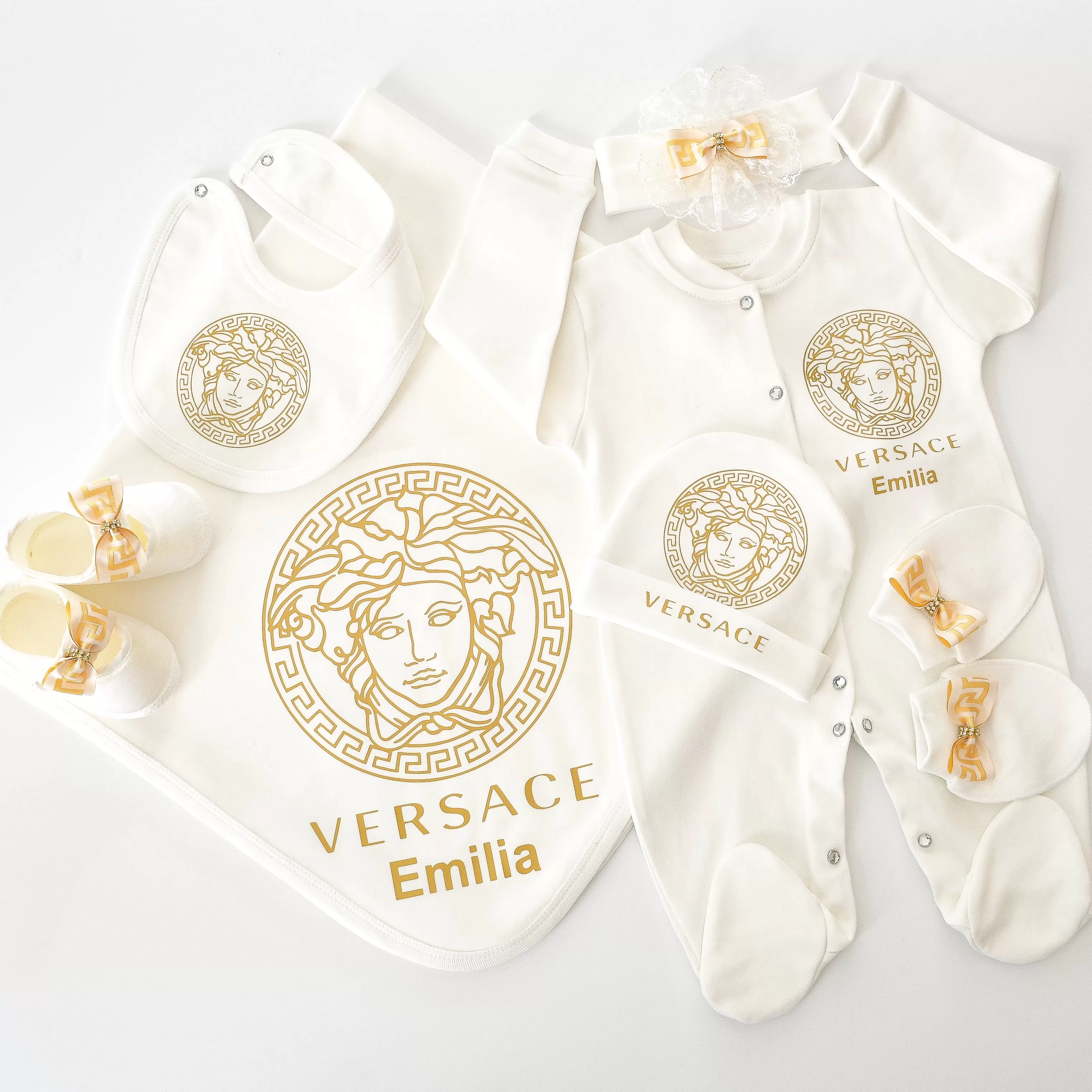 Versace Inspired Newborn Baby Set - 6 Pieces Set