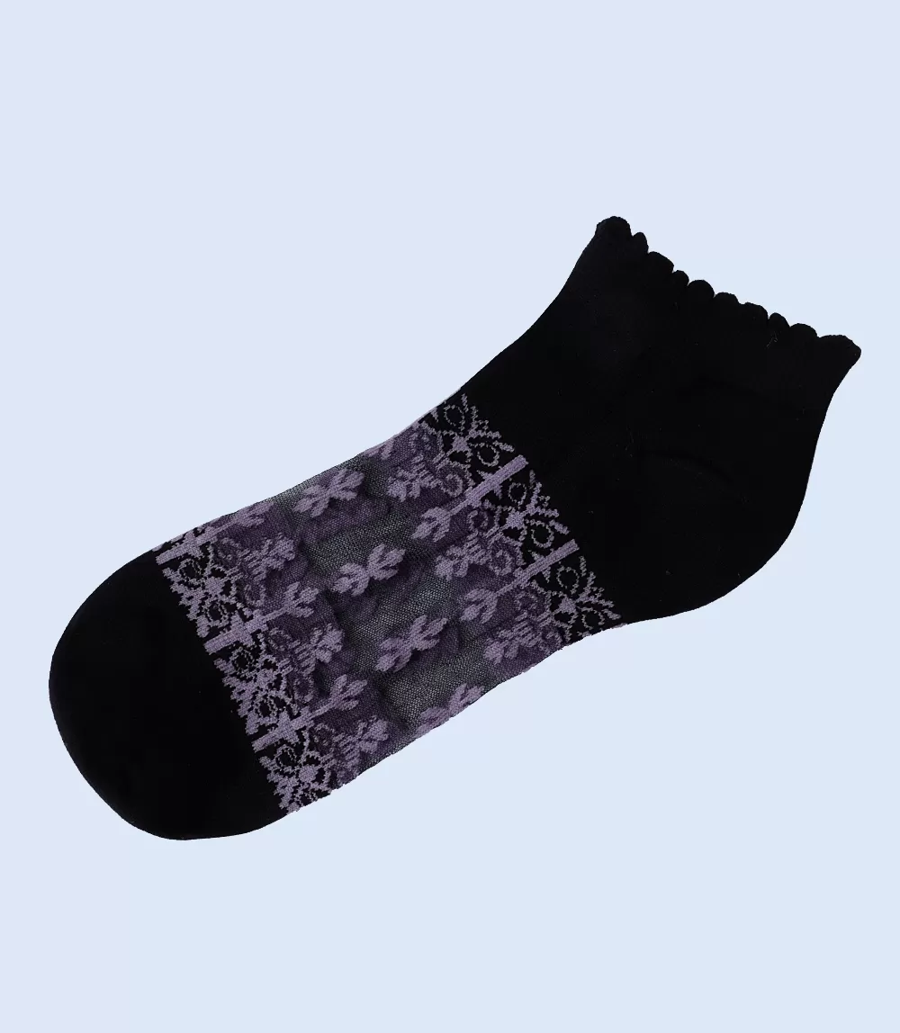 WA1351-BLACK/PINK-Women Ankle Sock