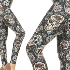 Wicked Soft Calvera Sugar Skull Blue OS Leggings