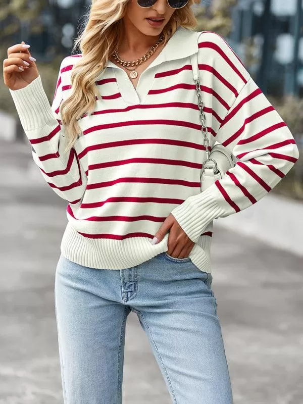 Women Casual Striped Sweater Top