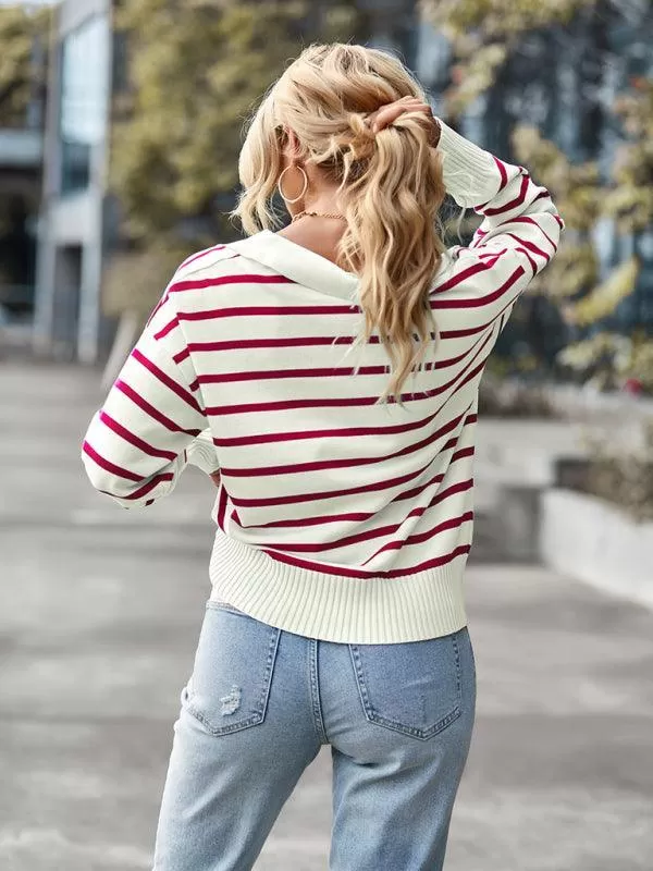 Women Casual Striped Sweater Top