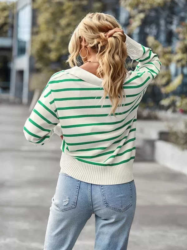 Women Casual Striped Sweater Top