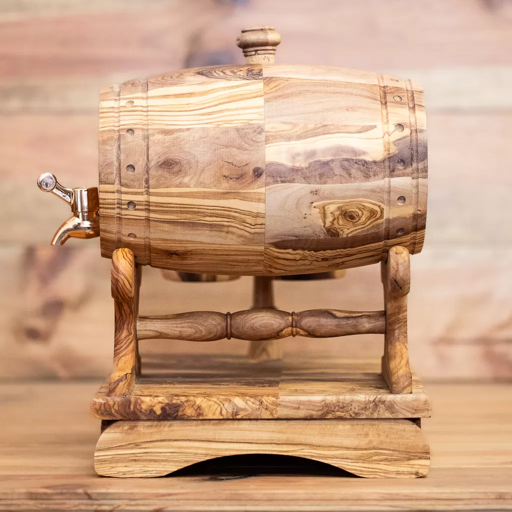 Wooden Barrel and 2 cups set