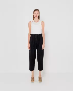 Wool Paperbag Trousers | Black