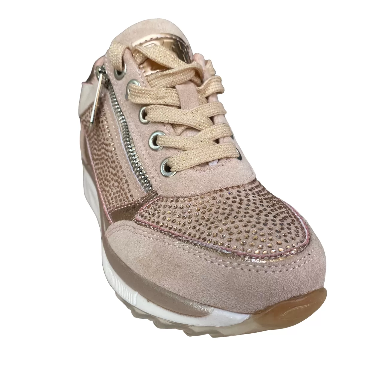 Xti women's casual shoe with lace and zip Zapato 49011 golden pink 