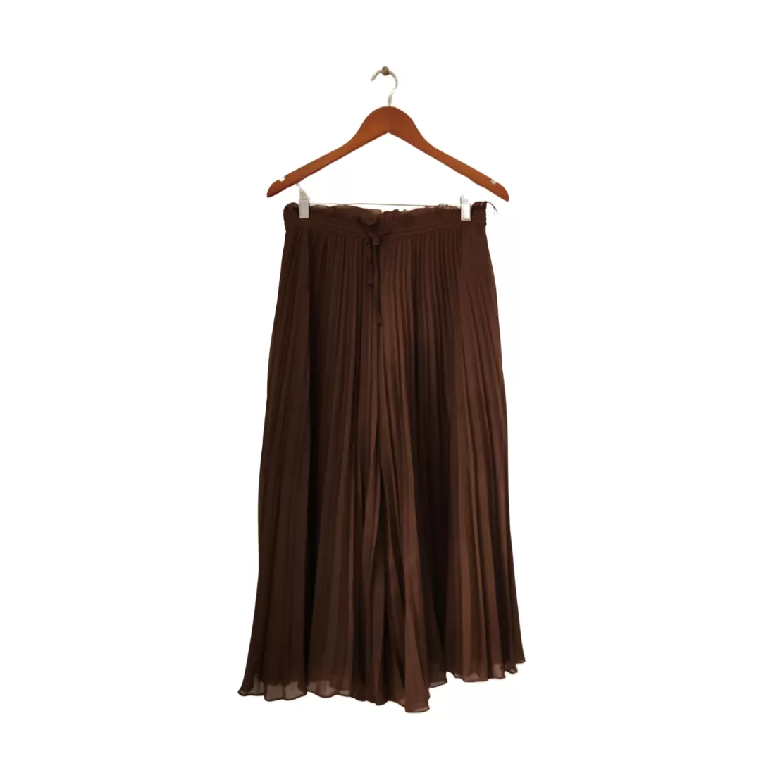 ZARA Brown Pleated Culotte Pants | Pre Loved |