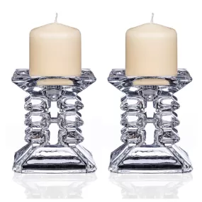 Ziggy Pillar Candle Holder Pair - 8.5cm